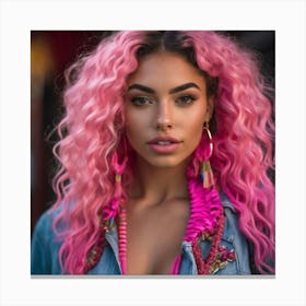 Pink Curly Hair hjn Canvas Print