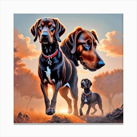 Two Dogs At Sunset Canvas Print