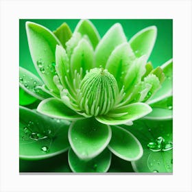 Green Lotus Flower Canvas Print