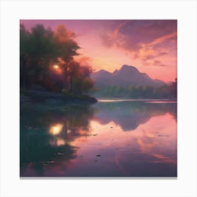 Sunset By The Lake 1 Canvas Print