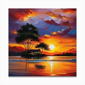 Sunset On The Lake 11 Canvas Print