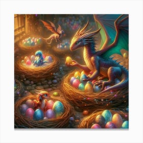 Easter Dragons paintings art print Canvas Print