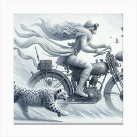 Woman On A Motorcycle Canvas Print