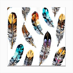 Boho Patterns Vintage Feathers Summer Graphic Canvas Print