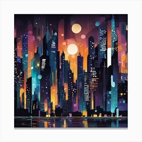 Cityscape At Night 7 Canvas Print