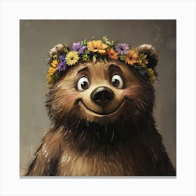 Bear With Flower Crown 5 Stampe su tela