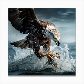 Eagle Is Hunting A Fish Canvas Print