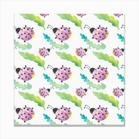 Watercolor Pattern With Lady Bug Canvas Print