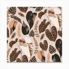 Tropical Leaves Earth Tones Canvas Print