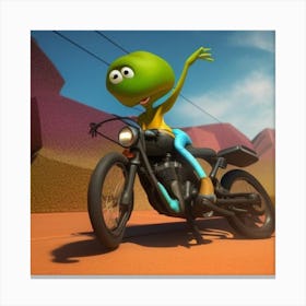 Alien On A Motorcycle Canvas Print