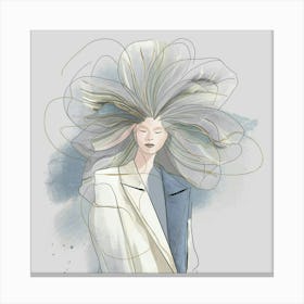 Illustration Of A Woman With Long Hair Canvas Print