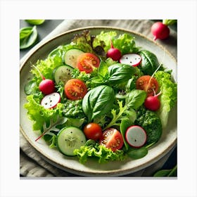 A Close Up Of A Crisp Salad, Featuring Fresh Green Canvas Print