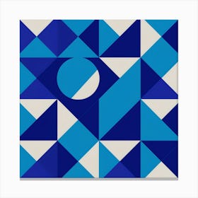 Blue and White Abstract Geometrics Canvas Print