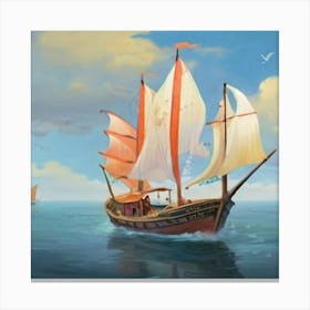 Pirate Ship In The Ocean Canvas Print