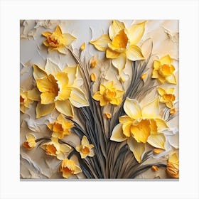 Daffodils Waving Stem Pointed Leaves Yellow Flashes Brown Canvas Print