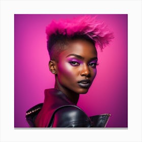 Beautiful African Woman With Pink Hair 1 Canvas Print