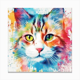 Colorful Cat Painting 1 Canvas Print