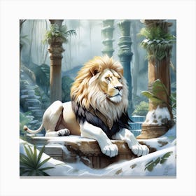 White Winter king Lion Canvas Print