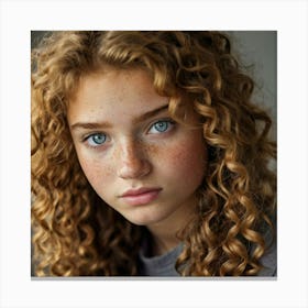 Portrait Of A Girl With Curly Hair 2 Canvas Print