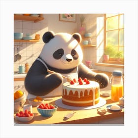 Panda Bear baking a Cake 1 Canvas Print