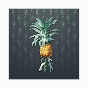 Vintage Pineapple Botanical on Slate Gray Pattern n.0858 Canvas Print