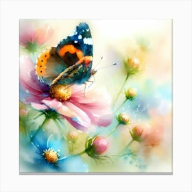 Butterfly On Flowers Canvas Print