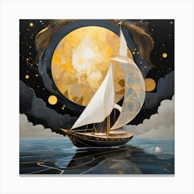 Sailboat In The Moonlight Canvas Print