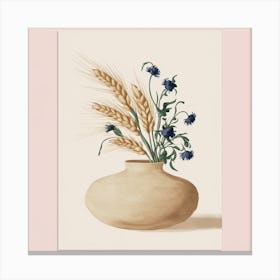 Wheat And Flowers In A Vase Canvas Print