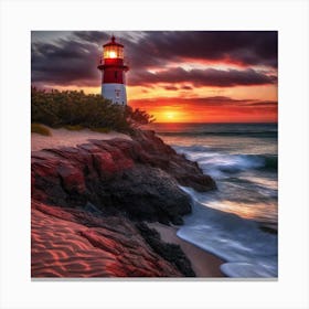 Sunset At The Lighthouse 3 Canvas Print