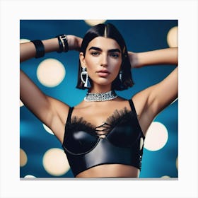 dua lipa colourful art print portrait 3 Canvas Print