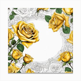Yellow Roses On Edges As Frame With Empty Space In Centre Ultra Hd Realistic Vivid Colors Highly (1) Canvas Print