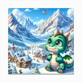 little dragon snow day 2 Canvas Print