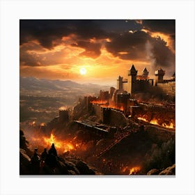 Castle On Fire Canvas Print