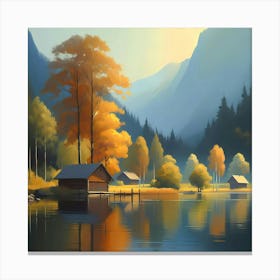 Autumn By The Lake Canvas Print