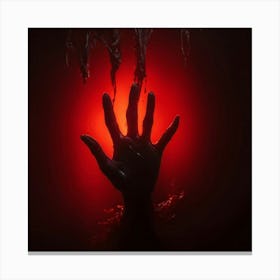 Bloody Handprint With A Sinister Texture Deep Red Hue Backlit By A Ghostly Glow Shadowy Surface Wh (2) Canvas Print