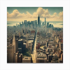 An Aerial View Of An Edward Hopper Style Photograph Of A City Skyline 3 Canvas Print