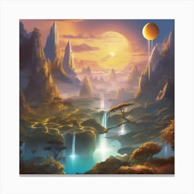 A Surreal Mountain Landscape At Dawn (2) Canvas Print