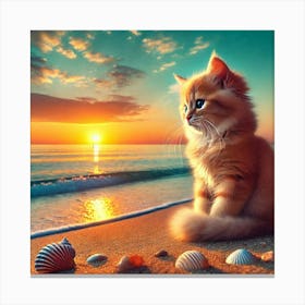 Kitten At Sunset 1 Canvas Print