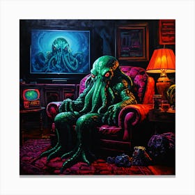 Cthulhu Chilling At Home Pop Art Canvas Print