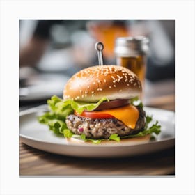 Hamburger On A Plate 44 Canvas Print