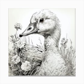 Goose In The Grass Canvas Print