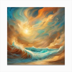 An Abstract Representation Of A Roaring Ocean Sand, With Bold Colors And Dynamic Shapes Canvas Print