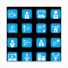 People Control Holiday Set Mass Media Service Device Icon Food Industry Blue Information (3) 2 Canvas Print