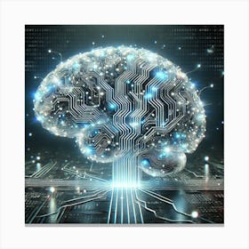 Digital Brain Wall Art: A Futuristic Visualization of AI and Machine Learning for Tech-Inspired Home and Office Decor Print Art Canvas Print