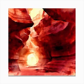 Watercolor Of A Canyon Watercolor Painting Canvas Print