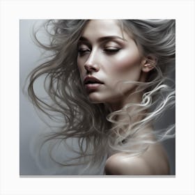 Portrait Of A Woman With Long Hair Canvas Print