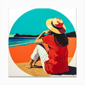 Woman Enjoying The Sun At The Beach 7 Canvas Print