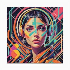 Girl With Headphones Canvas Print