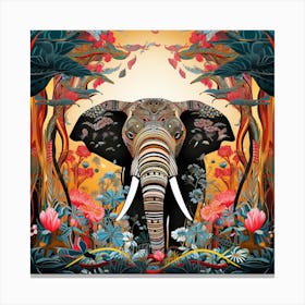 Elephant In The Jungle Canvas Print