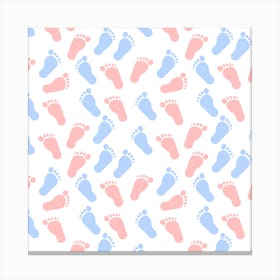 Baby Footprints Seamless Pattern Canvas Print